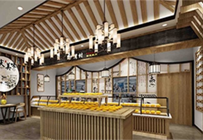 中式糕點(diǎn)店面裝修設(shè)計效果圖，尋古探味懷抱初心