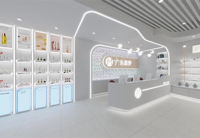 化妝品店裝修效果圖，看合肥裝修公司如何低成本裝修化妝品店？